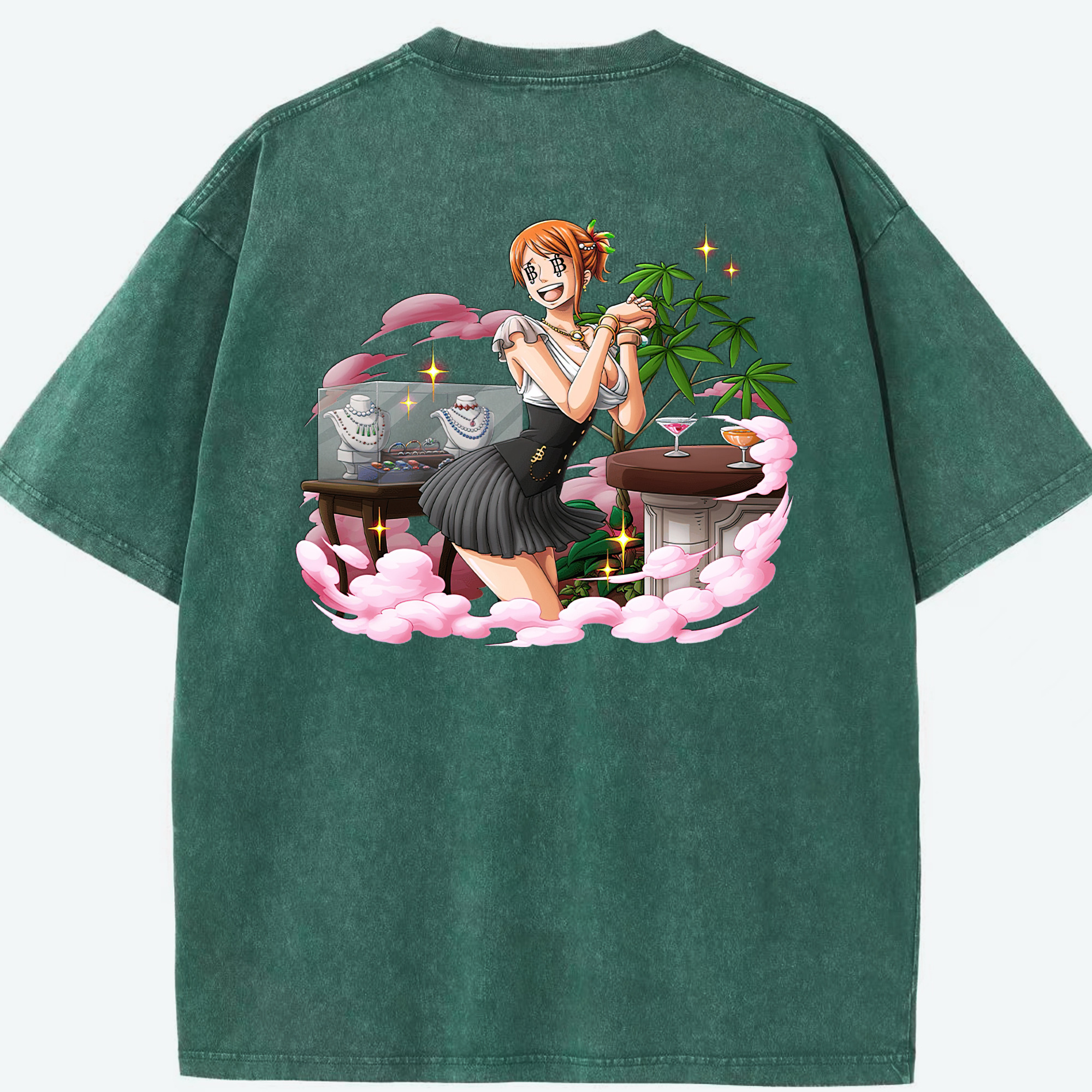 ワンピース ナミ ONE PIECE Nami 綿100% ヴィンテージ風 半袖Tシャツ（背面プリント）